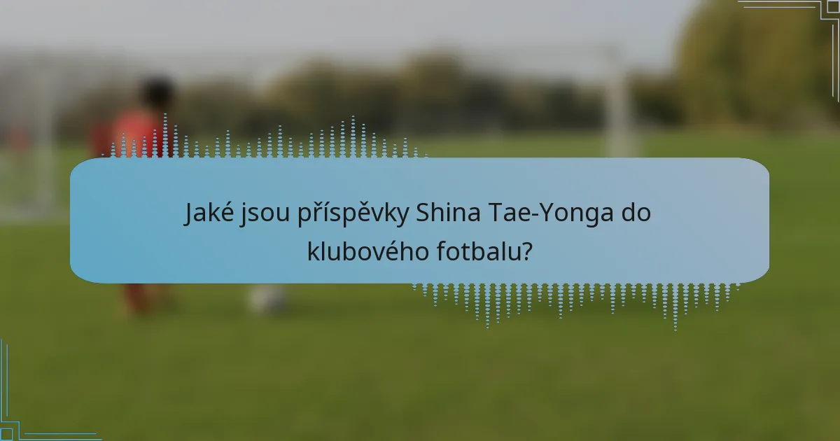 Jaké jsou příspěvky Shina Tae-Yonga do klubového fotbalu?