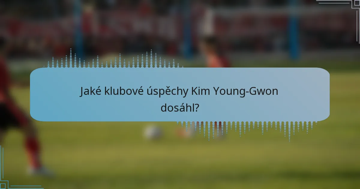 Jaké klubové úspěchy Kim Young-Gwon dosáhl?