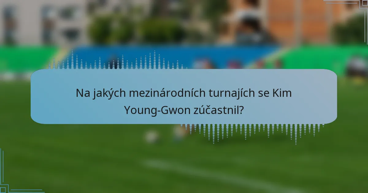 Na jakých mezinárodních turnajích se Kim Young-Gwon zúčastnil?